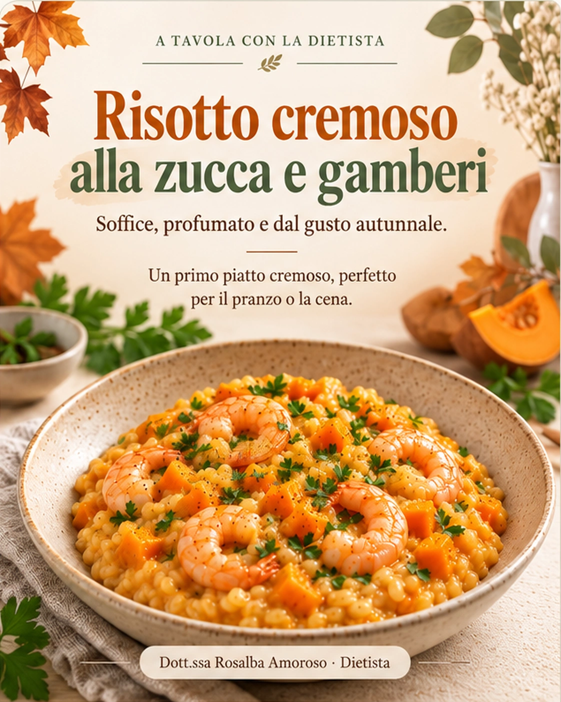 Risotto cremoso alla zucca e gamberi