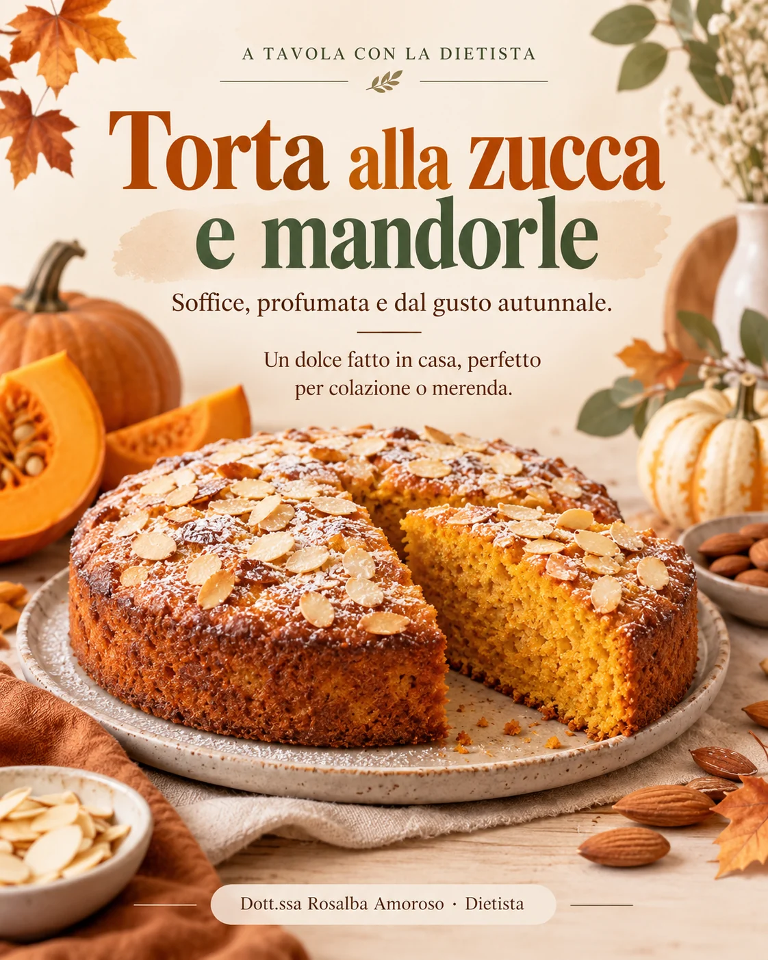 Torta alla zucca e mandorle